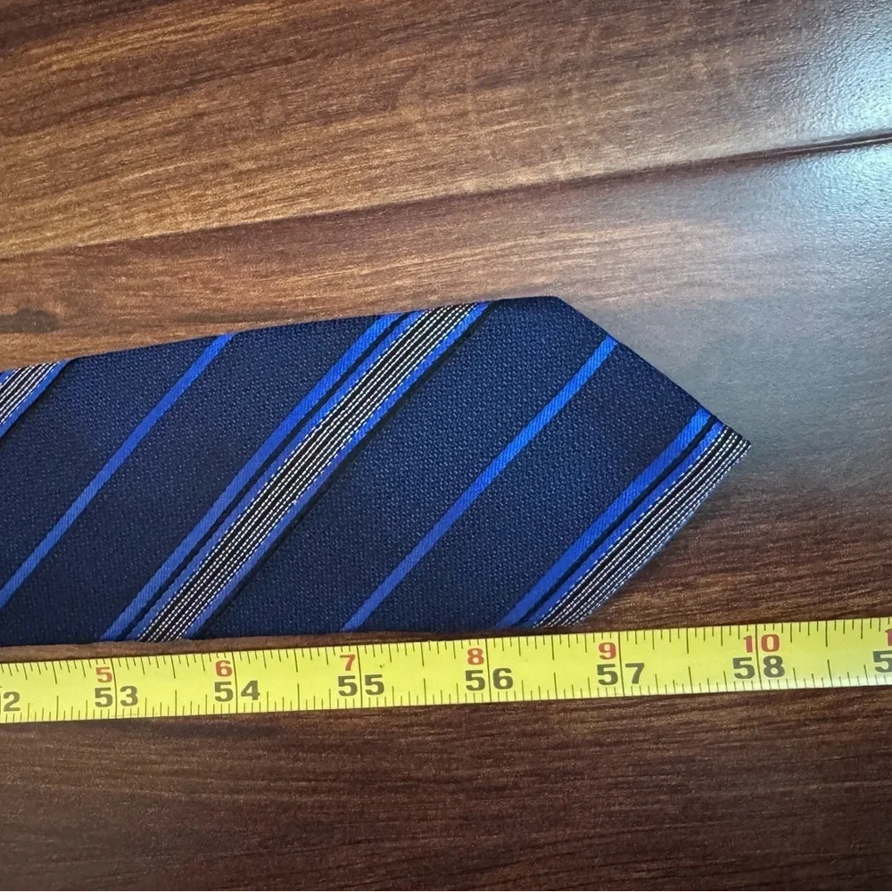 CALVIN KLEIN Blue and Black Striped Tie